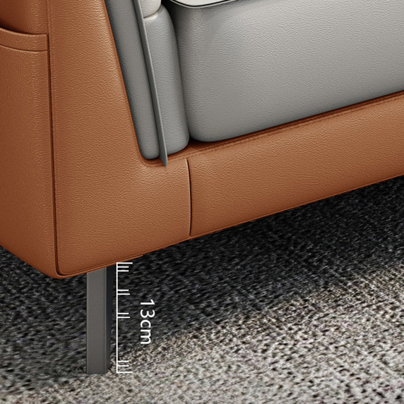 Divano a braccio quadrato in pelle resistente alla macchia stazionaria