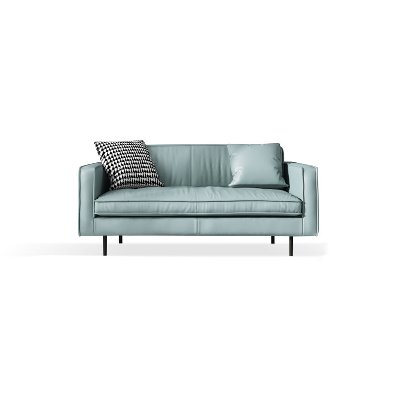 Living Room Standard Stationary Cushions Faux Leather Square Arm Sofa 59"L x 32"W x 29"H Blue Clearhalo 'furn' 'furn_sofas' 'Furniture' 'Living Room Furniture' 'Sofa' 'sofas' 5532705