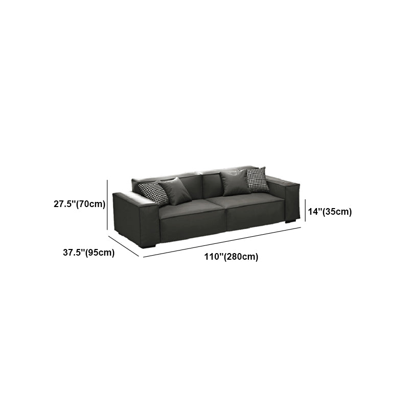 Sofá de sofá de brazo cuadrado de cuero sintético de forma gris