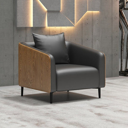 Grijze faux lederen eigentijdse hellende arm standaard bank voor woonkamer