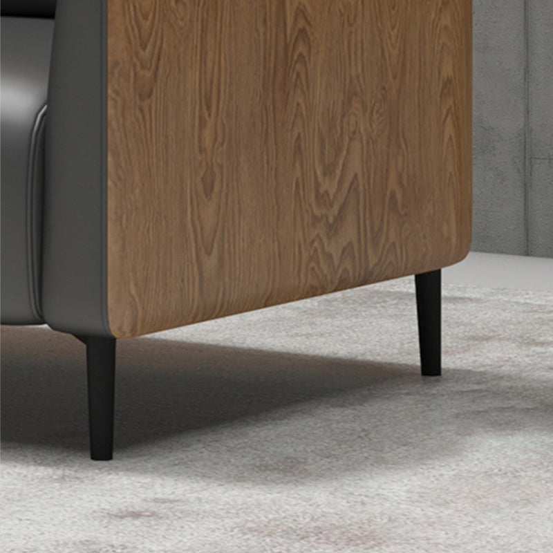 Grijze faux lederen eigentijdse hellende arm standaard bank voor woonkamer