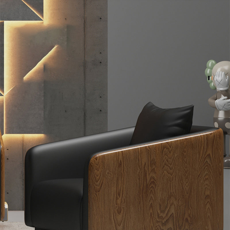 Grijze faux lederen eigentijdse hellende arm standaard bank voor woonkamer