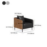 Grey Faux Leather Contemporary Sloped Arm Standard Sofa for Living Room