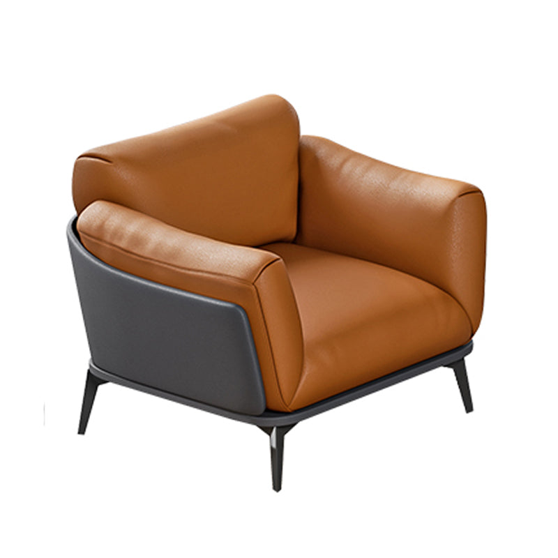 Canapé contemporain glam fausse en cuir avec un bras carré résistant à l'usure pour le salon