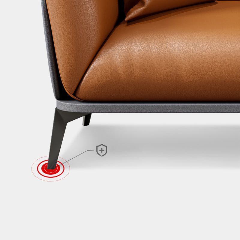 Canapé contemporain glam fausse en cuir avec un bras carré résistant à l'usure pour le salon