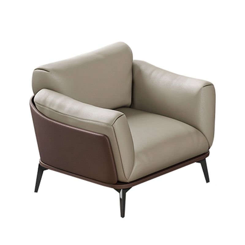 Canapé contemporain glam fausse en cuir avec un bras carré résistant à l'usure pour le salon