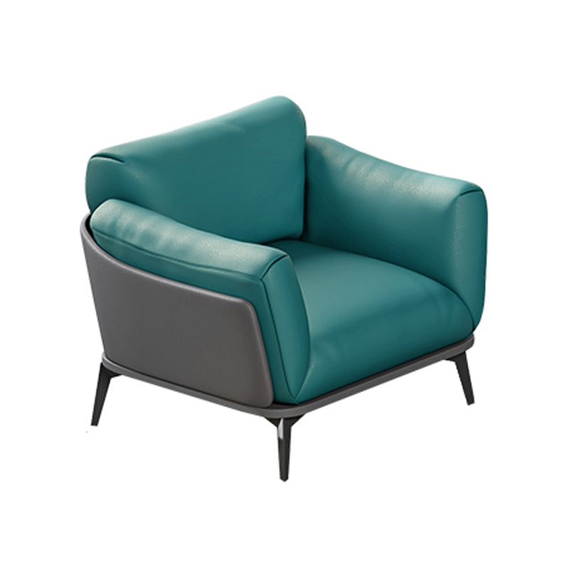 Canapé contemporain glam fausse en cuir avec un bras carré résistant à l'usure pour le salon