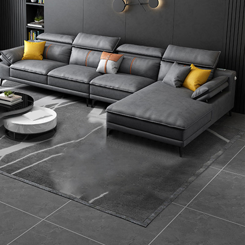 Grey Modern Adjustable Sofa & Chaise Pillow Top Arm Sectional Clearhalo 'furn' 'furn_sectionals' 'Furniture' 'Living Room Furniture' 'Sectionals' 5532830