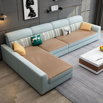 Sofá de tela de 4 plazas y chaise Sectional de brazo cuadrado contemporáneo