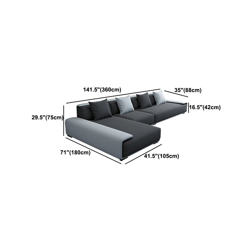 Scandinavian Velvet 3/4-seat Sectional Pillow Top Arm Sectional