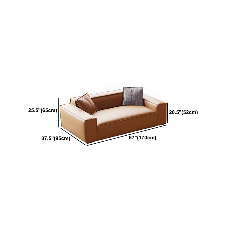 Contemporary Square Arm Sectional Orange Faux Leather Sectional Clearhalo 'furn' 'furn_sectionals' 'Furniture' 'Living Room Furniture' 'Sectionals' 5532941