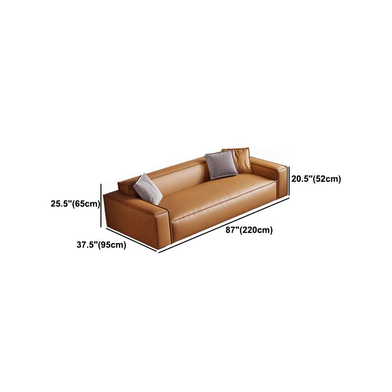 Contemporary Square Arm Sectional Orange Faux Leather Sectional Clearhalo 'furn' 'furn_sectionals' 'Furniture' 'Living Room Furniture' 'Sectionals' 5532942