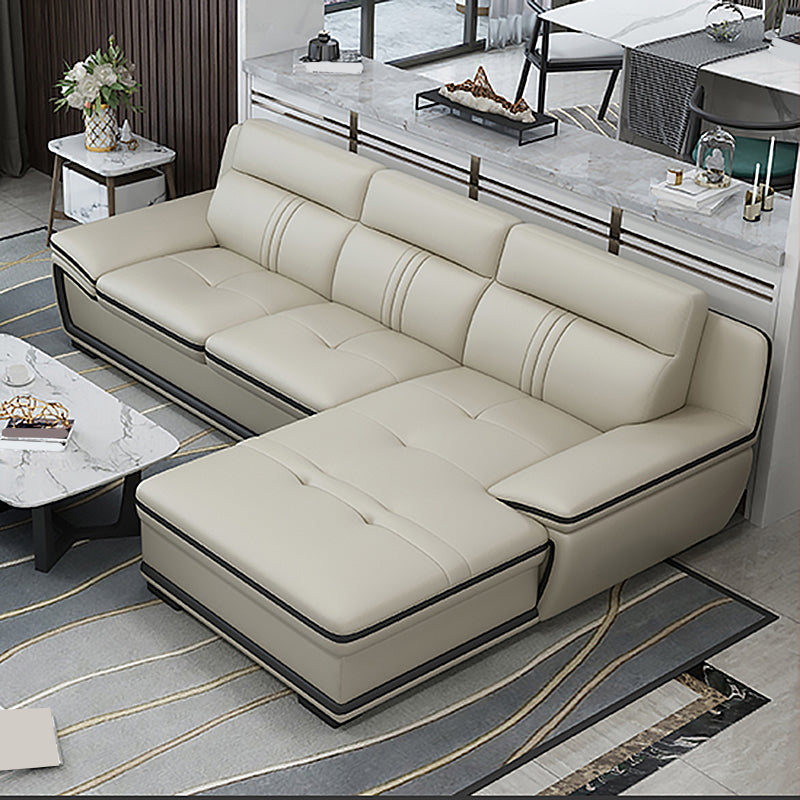 Oreiller tufted top bras sectionnel modernisme beige authentique canapé en cuir et chaise