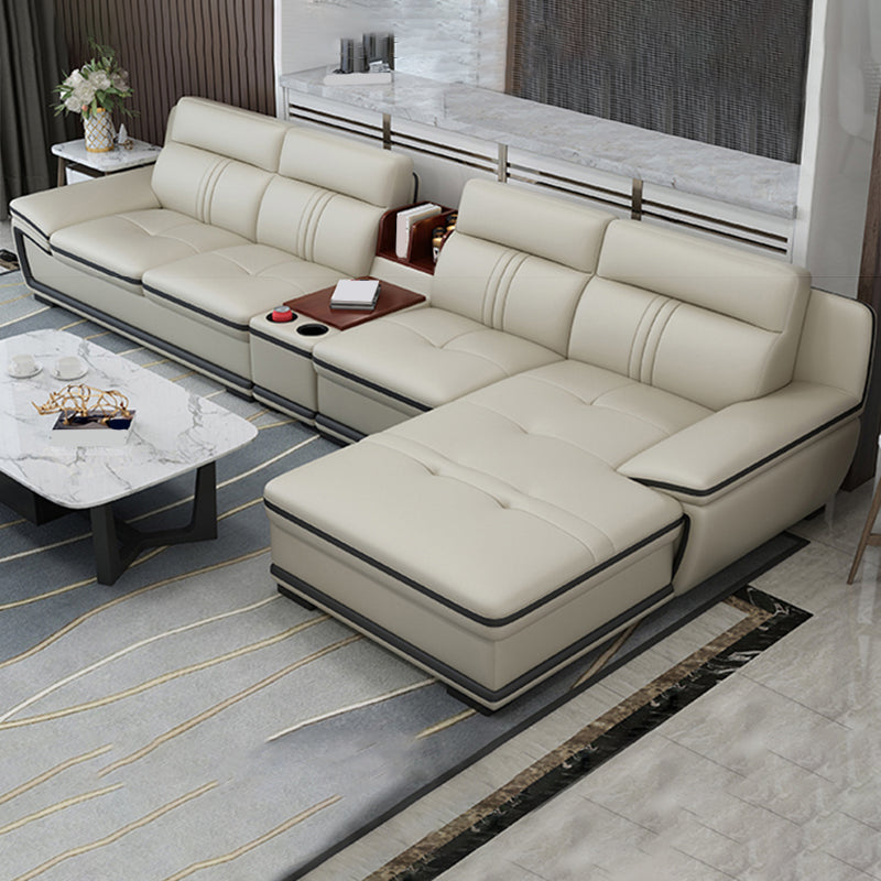 Oreiller tufted top bras sectionnel modernisme beige authentique canapé en cuir et chaise