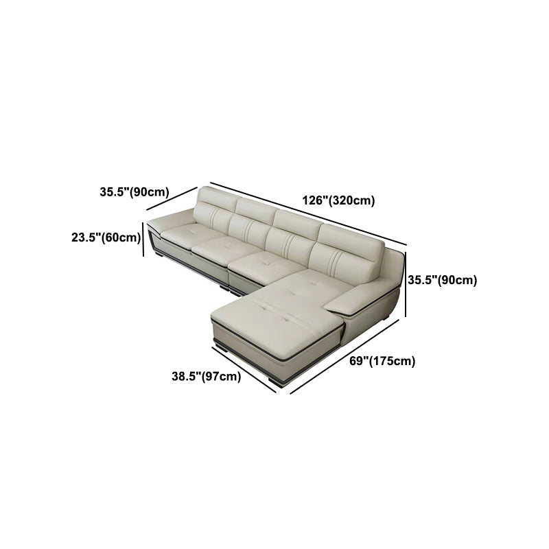 Oreiller tufted top bras sectionnel modernisme beige authentique canapé en cuir et chaise