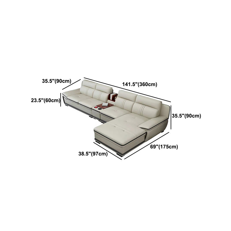 Oreiller tufted top bras sectionnel modernisme beige authentique canapé en cuir et chaise