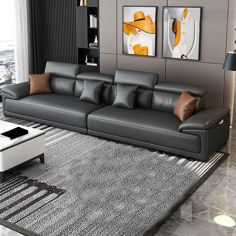 Modern Adjustable Sectional in Black Pillow Top Arm Sectional
