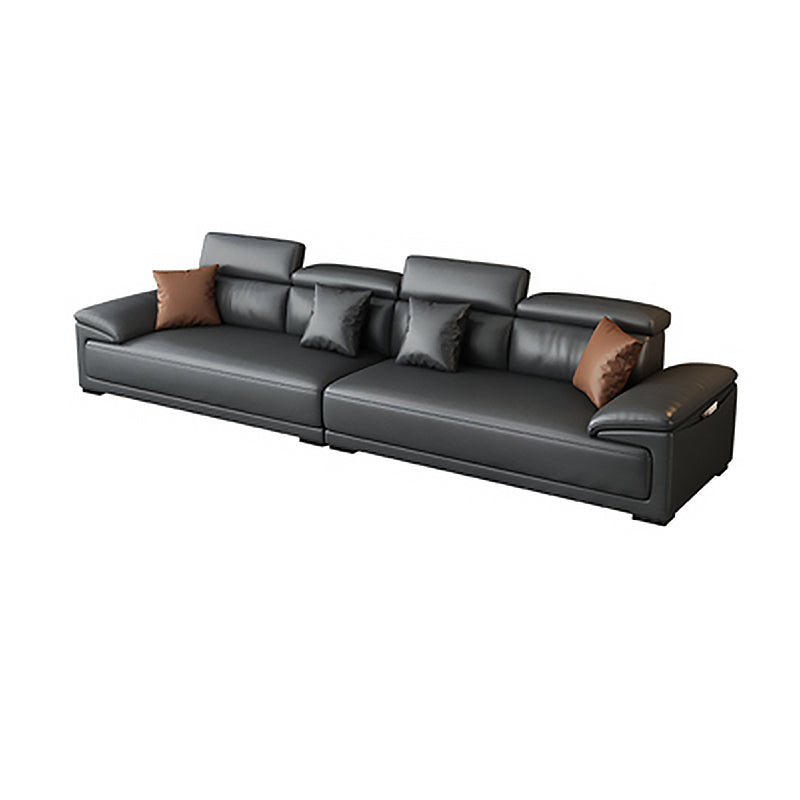 Modern Adjustable Sectional in Black Pillow Top Arm Sectional
