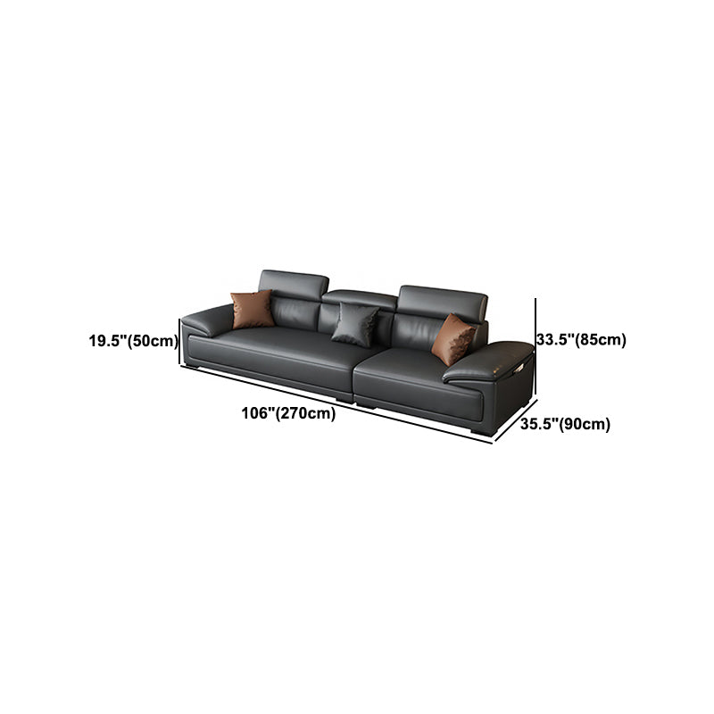 Modern Adjustable Sectional in Black Pillow Top Arm Sectional