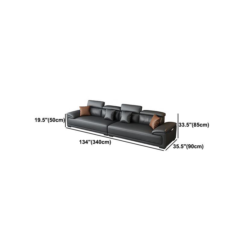 Modern Adjustable Sectional in Black Pillow Top Arm Sectional