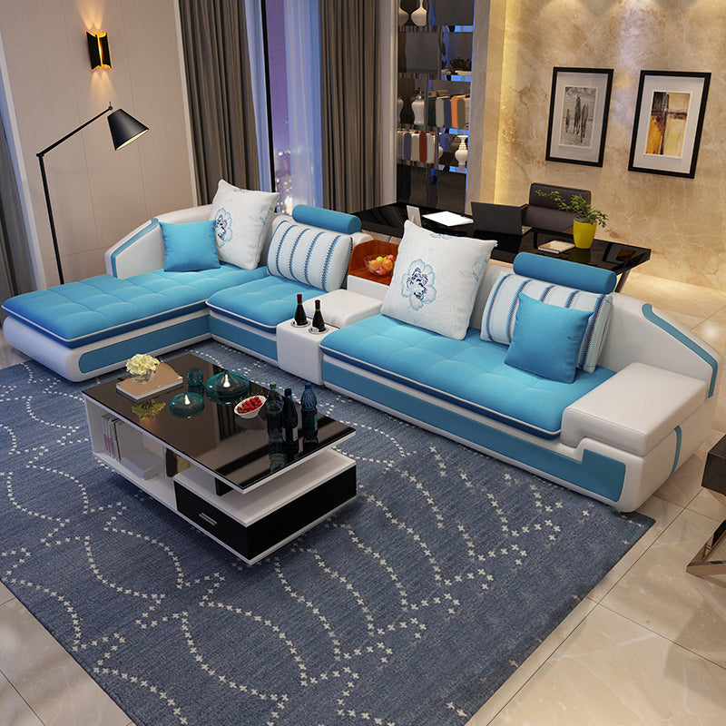 Slipcovered 4-seat Sofa & Chaise 32.28" H Adjustable Sectional