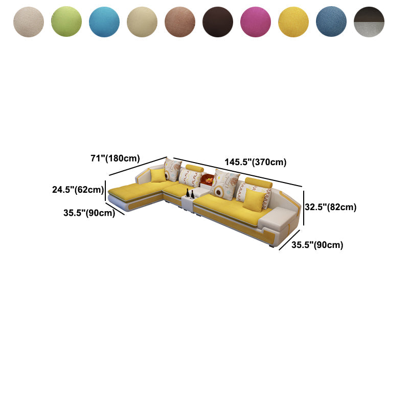 Slipcovered 4-seat Sofa & Chaise 32.28" H Adjustable Sectional