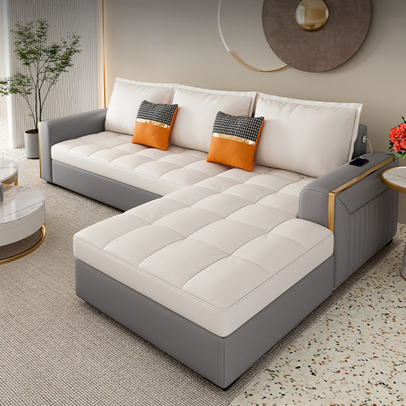 Stain Resistant Sofa Bed USB Charging Convertible Sectional with Storage Clearhalo 'furn' 'furn_sectionals' 'Furniture' 'Living Room Furniture' 'Sectionals' 5533026