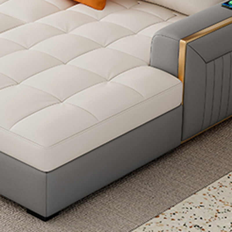 Stain Resistant Sofa Bed USB Charging Convertible Sectional with Storage Clearhalo 'furn' 'furn_sectionals' 'Furniture' 'Living Room Furniture' 'Sectionals' 5533029