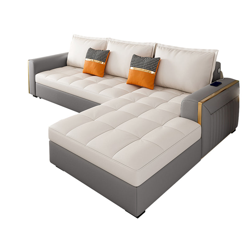 Stain Resistant Sofa Bed USB Charging Convertible Sectional with Storage Clearhalo 'furn' 'furn_sectionals' 'Furniture' 'Living Room Furniture' 'Sectionals' 5533033