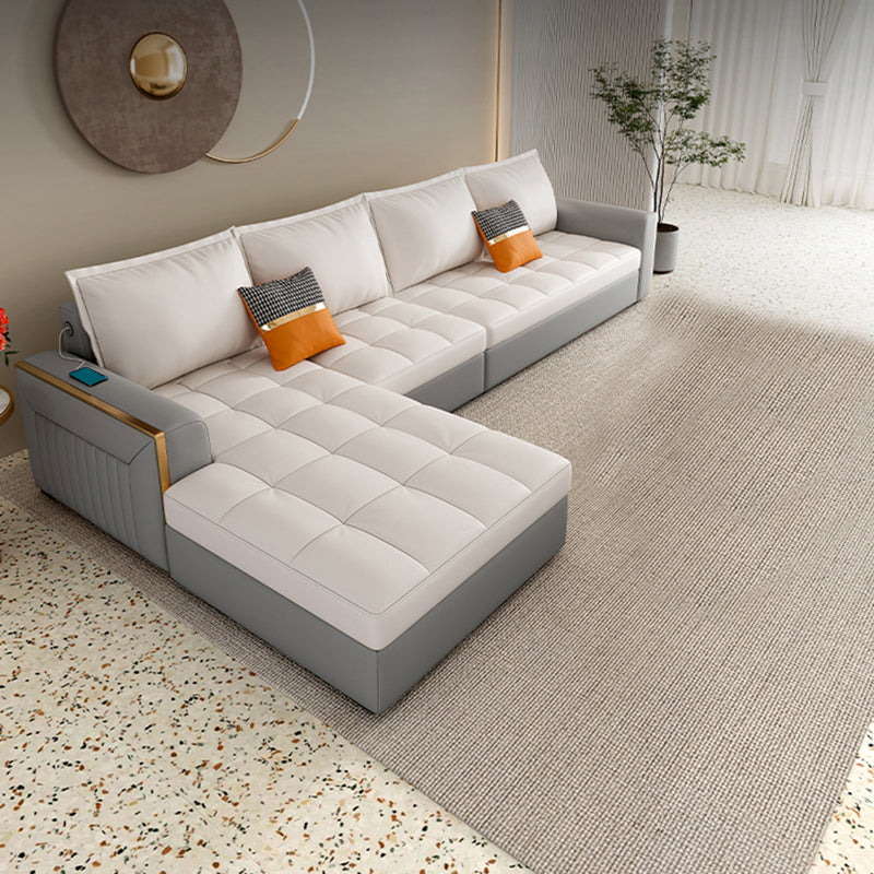 Stain Resistant Sofa Bed USB Charging Convertible Sectional with Storage Clearhalo 'furn' 'furn_sectionals' 'Furniture' 'Living Room Furniture' 'Sectionals' 5533036