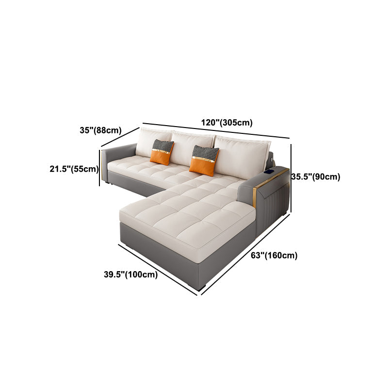 Stain Resistant Sofa Bed USB Charging Convertible Sectional with Storage Clearhalo 'furn' 'furn_sectionals' 'Furniture' 'Living Room Furniture' 'Sectionals' 5533042