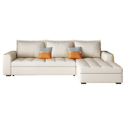 White Modern Sofa Bed with Storage USB Charging Convertible Sectional Right Clearhalo 'furn' 'furn_sectionals' 'Furniture' 'Living Room Furniture' 'Sectionals' 5533051