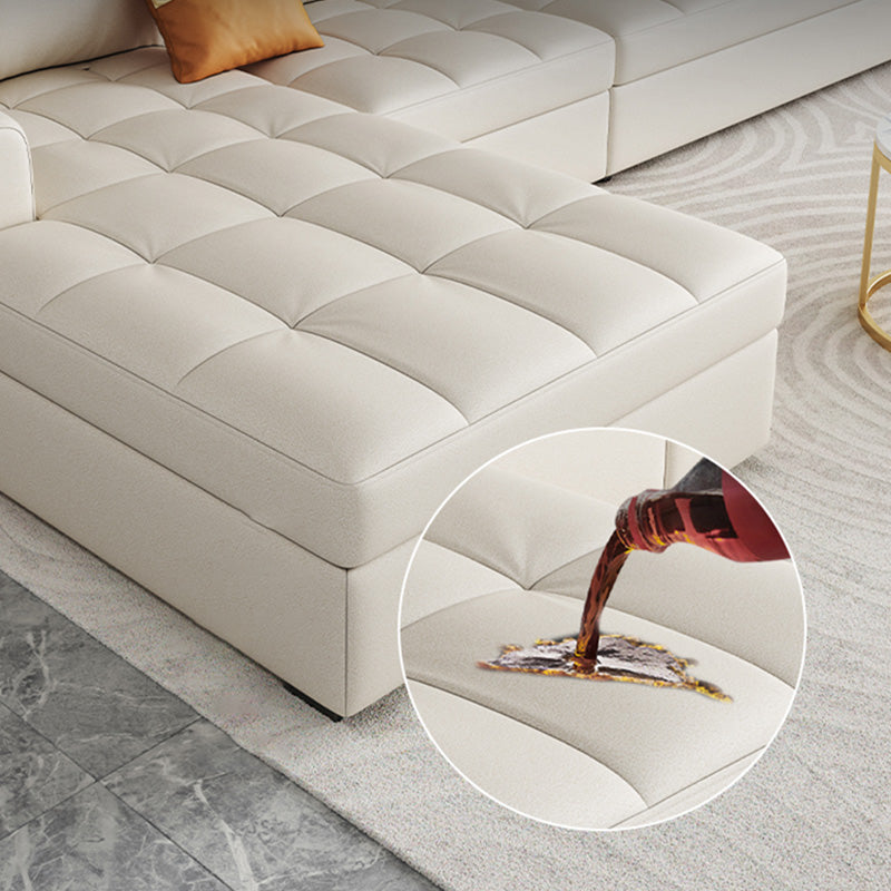 White Modern Sofa Bed with Storage USB Charging Convertible Sectional Clearhalo 'furn' 'furn_sectionals' 'Furniture' 'Living Room Furniture' 'Sectionals' 5533057
