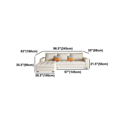 White Modern Sofa Bed with Storage USB Charging Convertible Sectional Clearhalo 'furn' 'furn_sectionals' 'Furniture' 'Living Room Furniture' 'Sectionals' 5533059