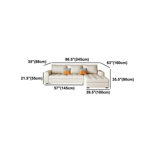 White Modern Sofa Bed with Storage USB Charging Convertible Sectional Clearhalo 'furn' 'furn_sectionals' 'Furniture' 'Living Room Furniture' 'Sectionals' 5533060