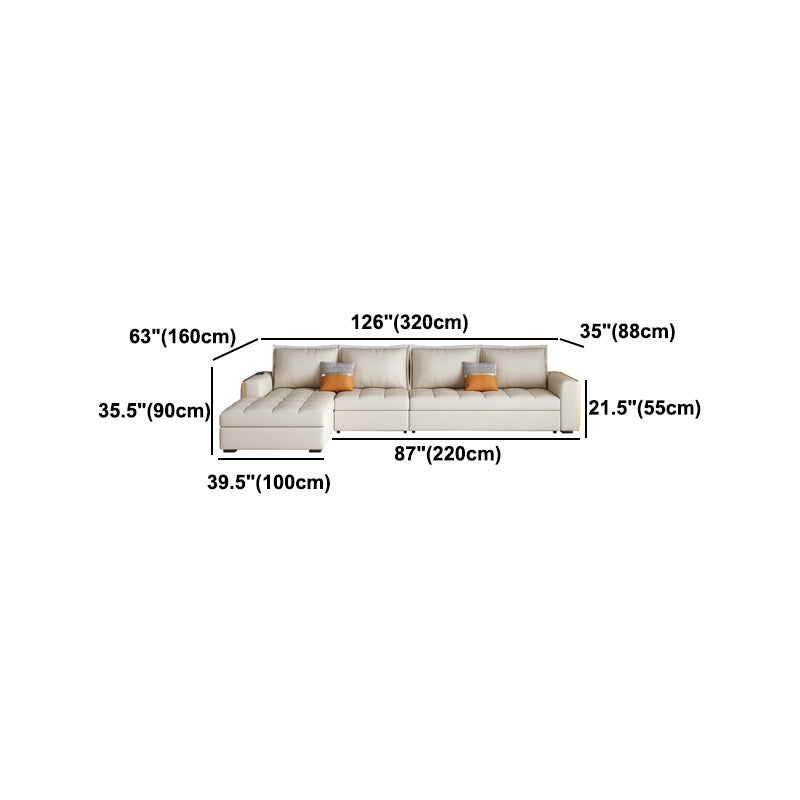 White Modern Sofa Bed with Storage USB Charging Convertible Sectional Clearhalo 'furn' 'furn_sectionals' 'Furniture' 'Living Room Furniture' 'Sectionals' 5533065
