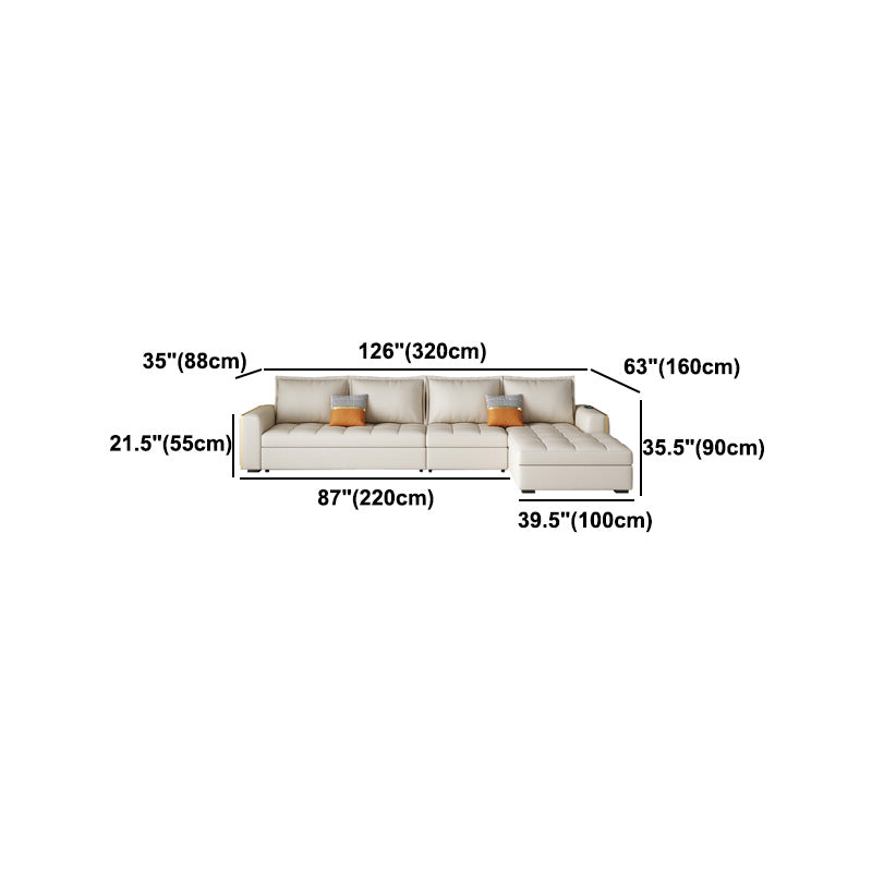White Modern Sofa Bed with Storage USB Charging Convertible Sectional Clearhalo 'furn' 'furn_sectionals' 'Furniture' 'Living Room Furniture' 'Sectionals' 5533066