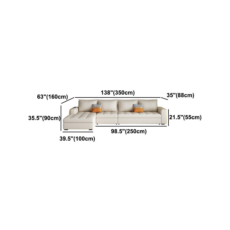 White Modern Sofa Bed with Storage USB Charging Convertible Sectional Clearhalo 'furn' 'furn_sectionals' 'Furniture' 'Living Room Furniture' 'Sectionals' 5533067