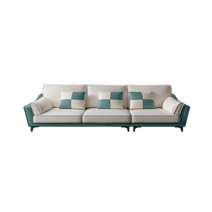 Sloped Arm Sectional Modernism Genuine Leather 3/4-seat Sectional 85"L x 35"W x 31.5"H Horizontal Clearhalo 'furn' 'furn_sectionals' 'Furniture' 'Living Room Furniture' 'Sectionals' 5533071