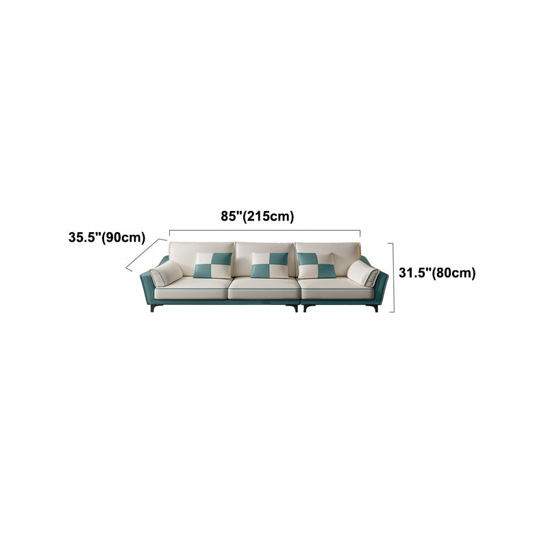 Sloped Arm Sectional Modernism Genuine Leather 3/4-seat Sectional Clearhalo 'furn' 'furn_sectionals' 'Furniture' 'Living Room Furniture' 'Sectionals' 5533083