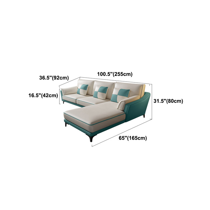 Sloped Arm Sectional Modernism Genuine Leather 3/4-seat Sectional Clearhalo 'furn' 'furn_sectionals' 'Furniture' 'Living Room Furniture' 'Sectionals' 5533085