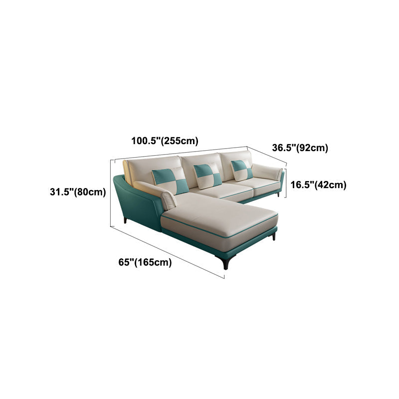 Sloped Arm Sectional Modernism Genuine Leather 3/4-seat Sectional Clearhalo 'furn' 'furn_sectionals' 'Furniture' 'Living Room Furniture' 'Sectionals' 5533086