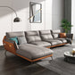 Flared Arm Stain Resistant Sectional Gray Faux Leather with Storage
