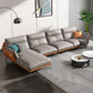 Flared Arm Stain Resistant Sectional Gray Faux Leather with Storage