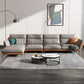 Flared Arm Stain Resistant Sectional Gray Faux Leather with Storage