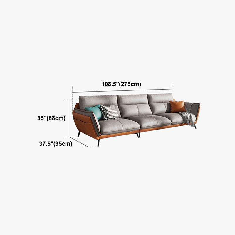 Flared Arm Stain Resistant Sectional Gray Faux Leather with Storage