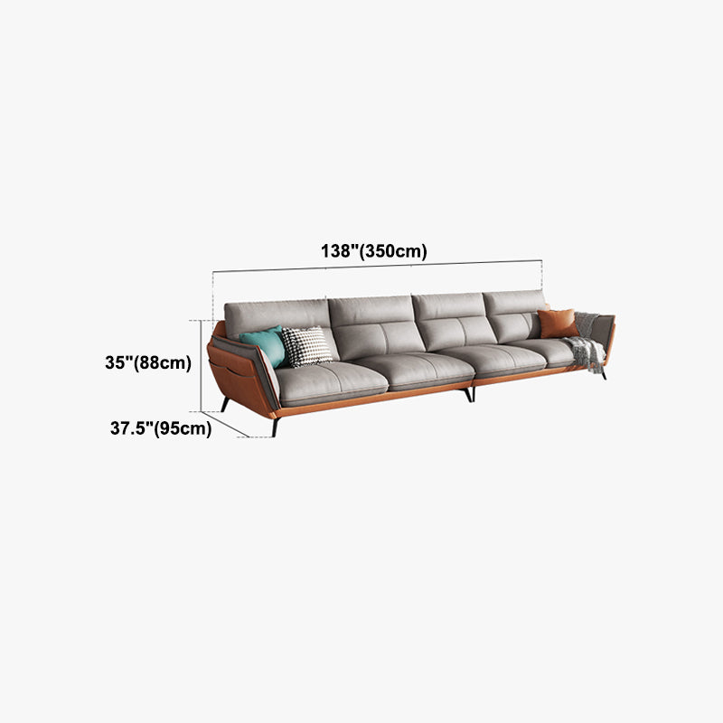Flared Arm Stain Resistant Sectional Gray Faux Leather with Storage