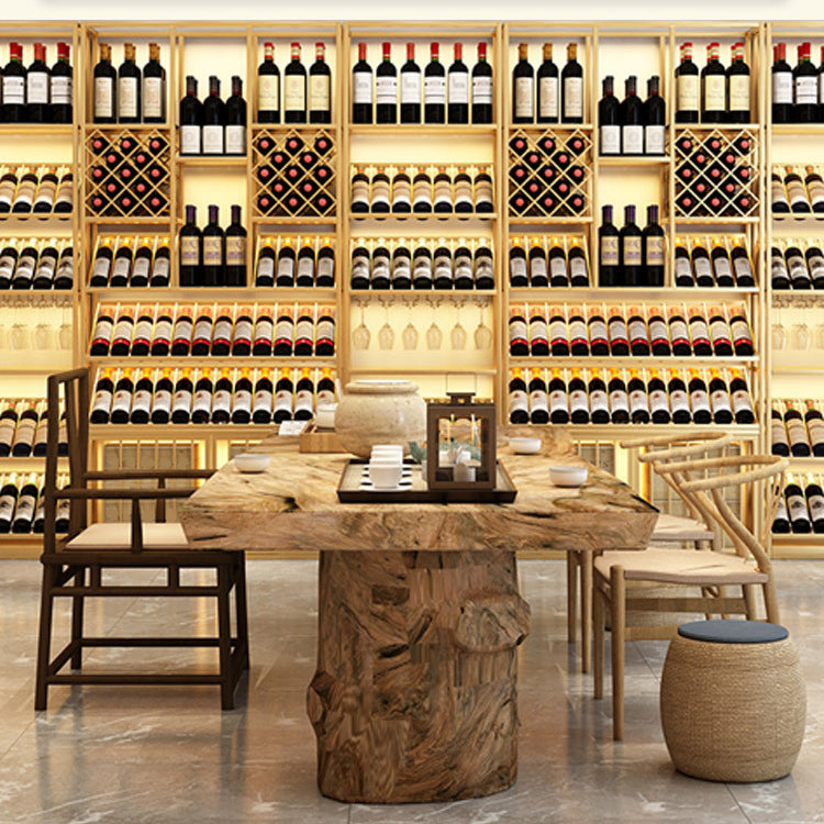 ワイナリー用の豪華なアイアンワインボトルホルダーLEDストリップフロアボトルラック