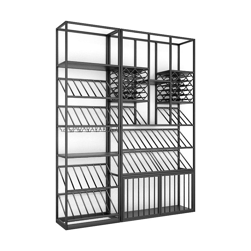 ワイナリー用の豪華なアイアンワインボトルホルダーLEDストリップフロアボトルラック