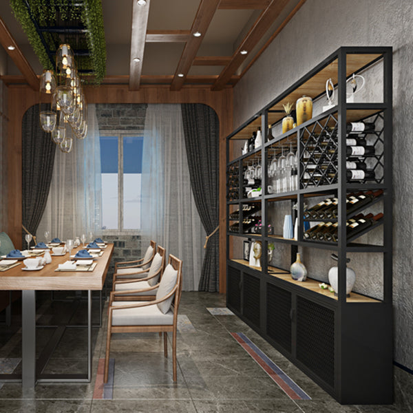 Bouteille de vin autoportante en fer et porte-vin en verre.